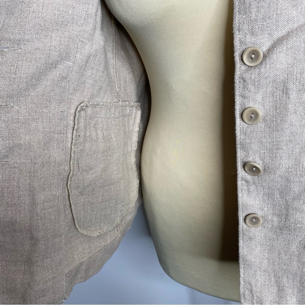 Eileen Fisher Petite Beige Irish Linen Blazer - Picture 4 of 10